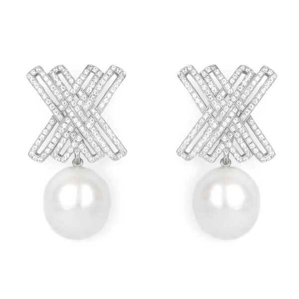 Signature Double X Pearl Down Earrings