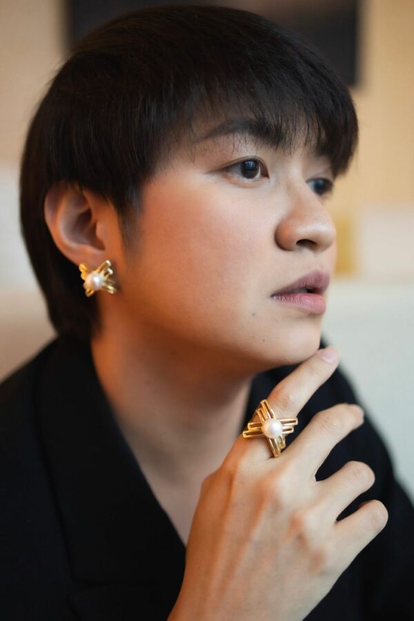 Signature Double X Only Pearl Ring - Image 3