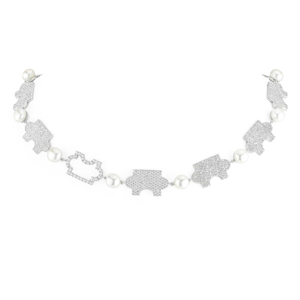 Glamour Full Pave Puzzle with Pearls Necklace