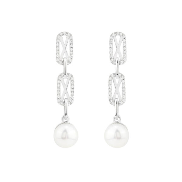 Bonding Chain Smoker Pearl Down Earrings
