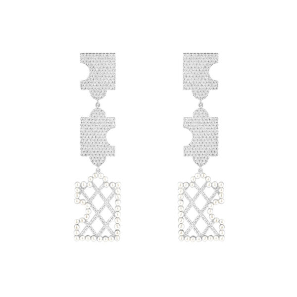 Signature Full Pave Gala Puzzle Step Earrings